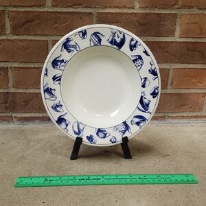 Pier 1  Blue and White Ceramic Soup  Bowl TEAPOT pattern